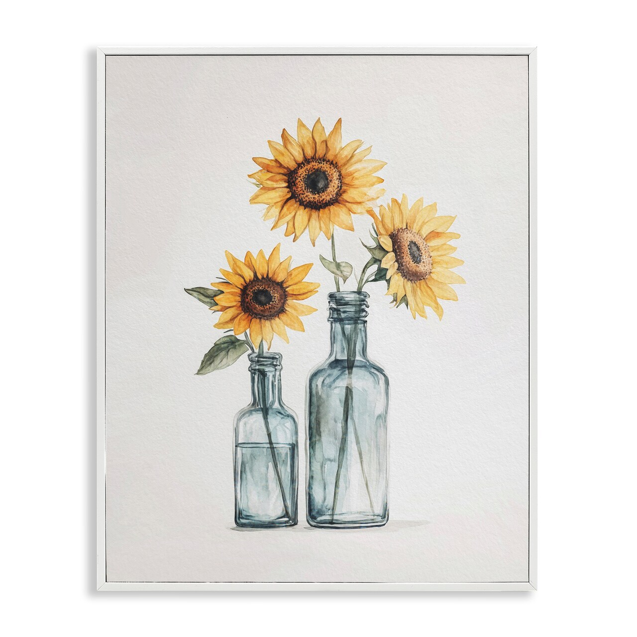 Stupell Industries Sunflowers in Bottles Trio Framed Giclee Wall Art Design by Svetlana Aleynikova